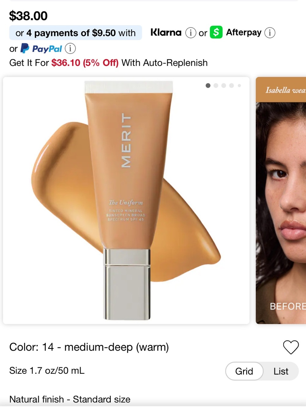Merit The Uniform Tinted Mineral Sunscreen — Medium-Deep (Warm)